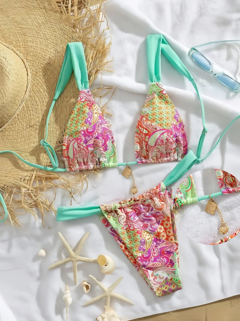 Printed Split Bikini – Sexy Women's Swimsuit for Beach Vacation