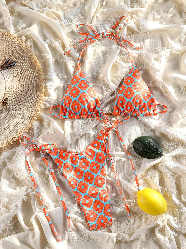 2025 Printed Bikini Set – Sexy Two-Piece Bandage Swimsuit for Women