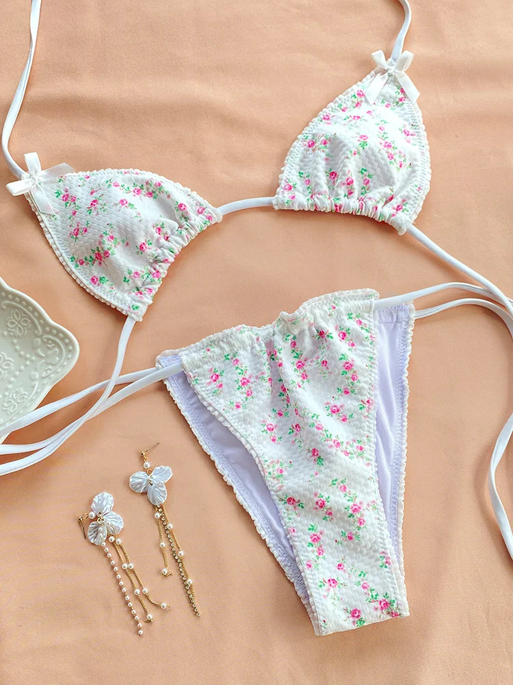 Miyouj 2025 Leopard Print Bandage Bikini – Sexy Triangle Low-Waist Swimwear