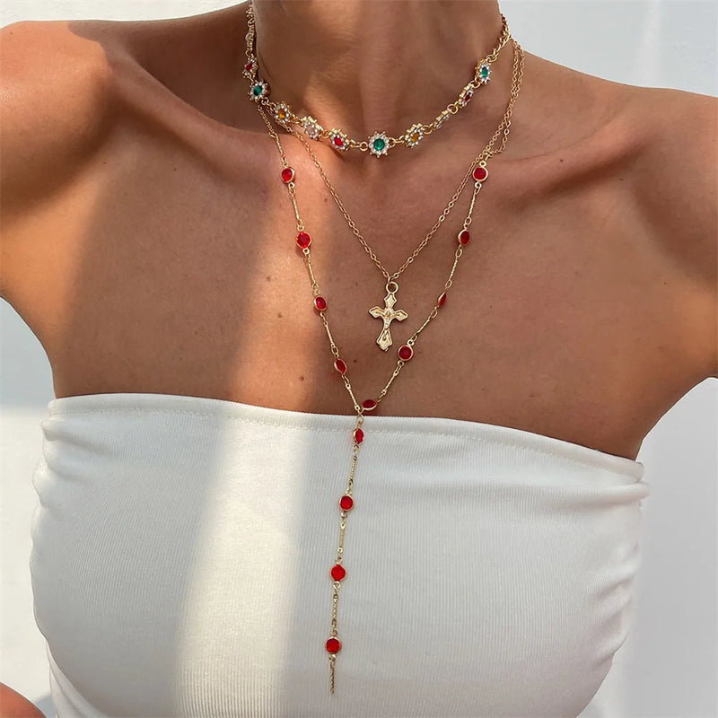 3-Piece Cross Pendant Necklace Set