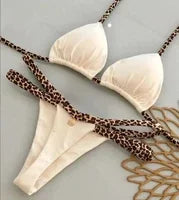 Lace-Up Split Two-Piece Bikini – Solid Color