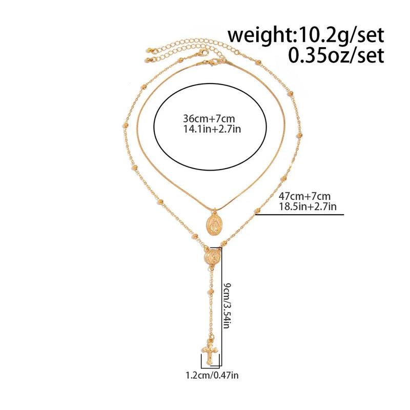3-Piece Cross Pendant Necklace Set
