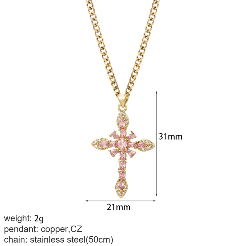 Gold Our Lady Cross Choker Necklace
