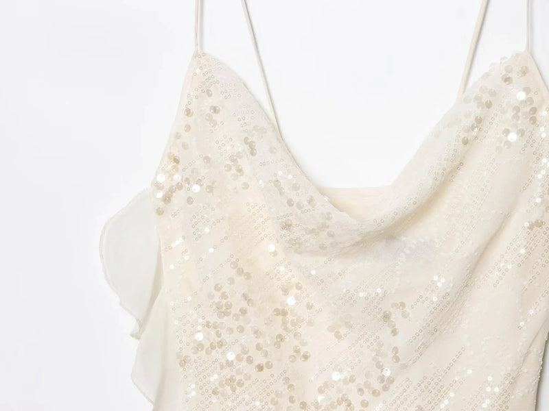 Sequined Tiered Mini Cami Dress