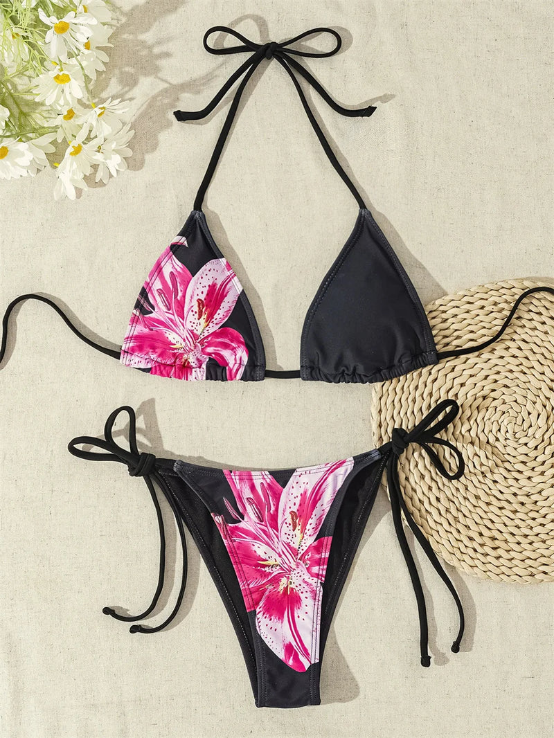 2025 Floral 3-Piece High Waist Bikini Set with Long Skirt – Beachwear for Women