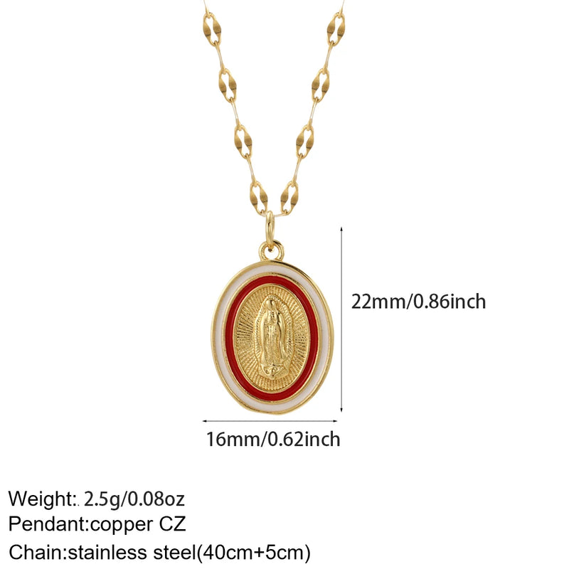 Gold Our Lady Cross Choker Necklace
