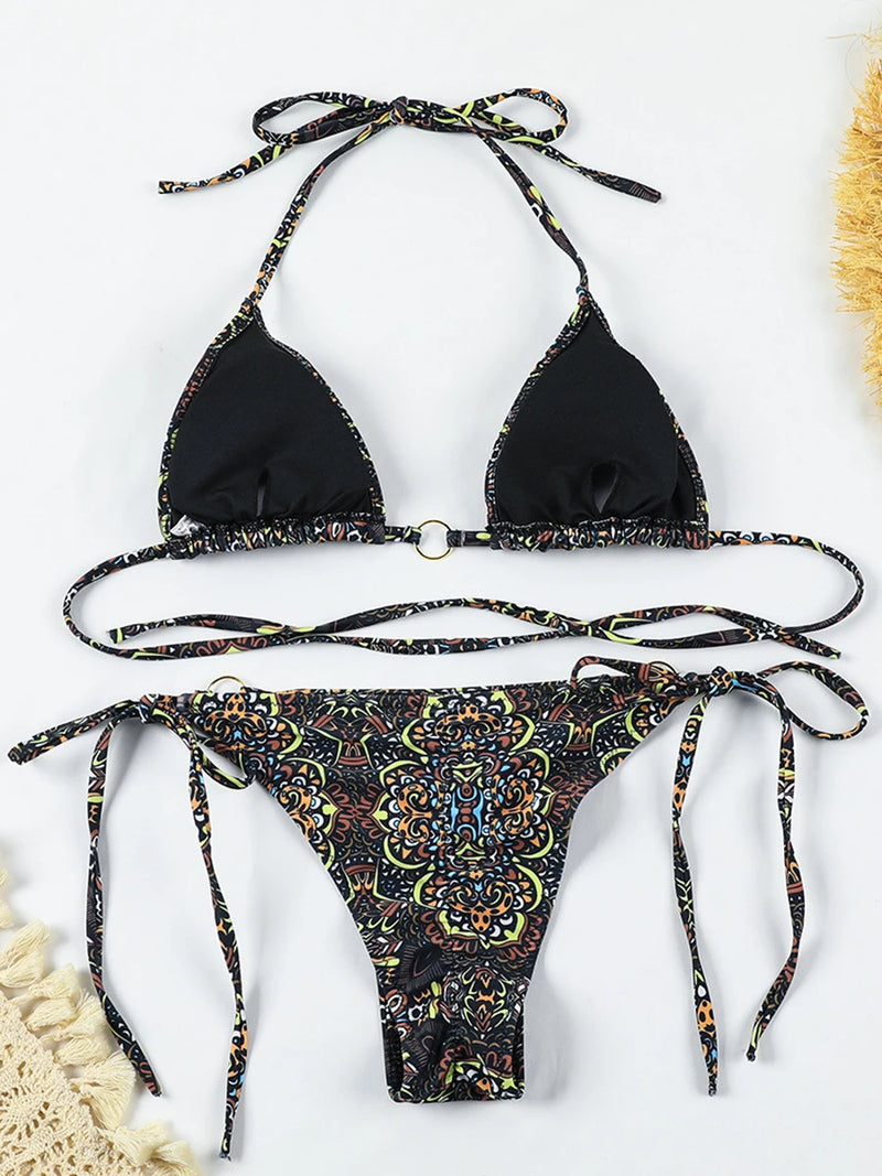 2025 Micro Bikini Set – Brazilian Thong Push-Up Swimwear