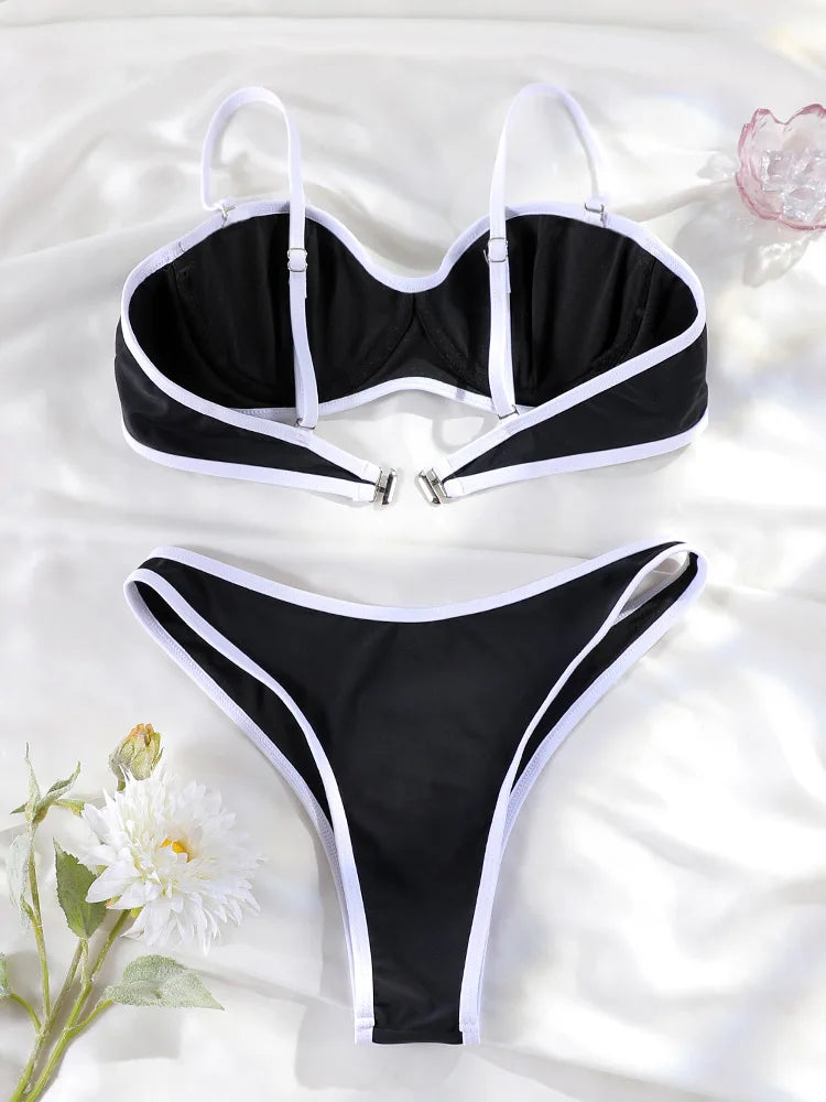 Miyouj High-Cut Push-Up Two-Piece Bikini – Black