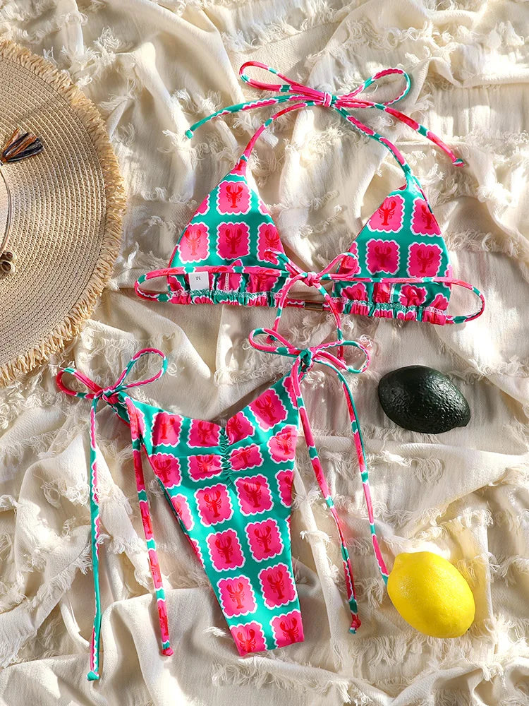 2025 Printed Bikini Set – Sexy Two-Piece Bandage Swimsuit for Women